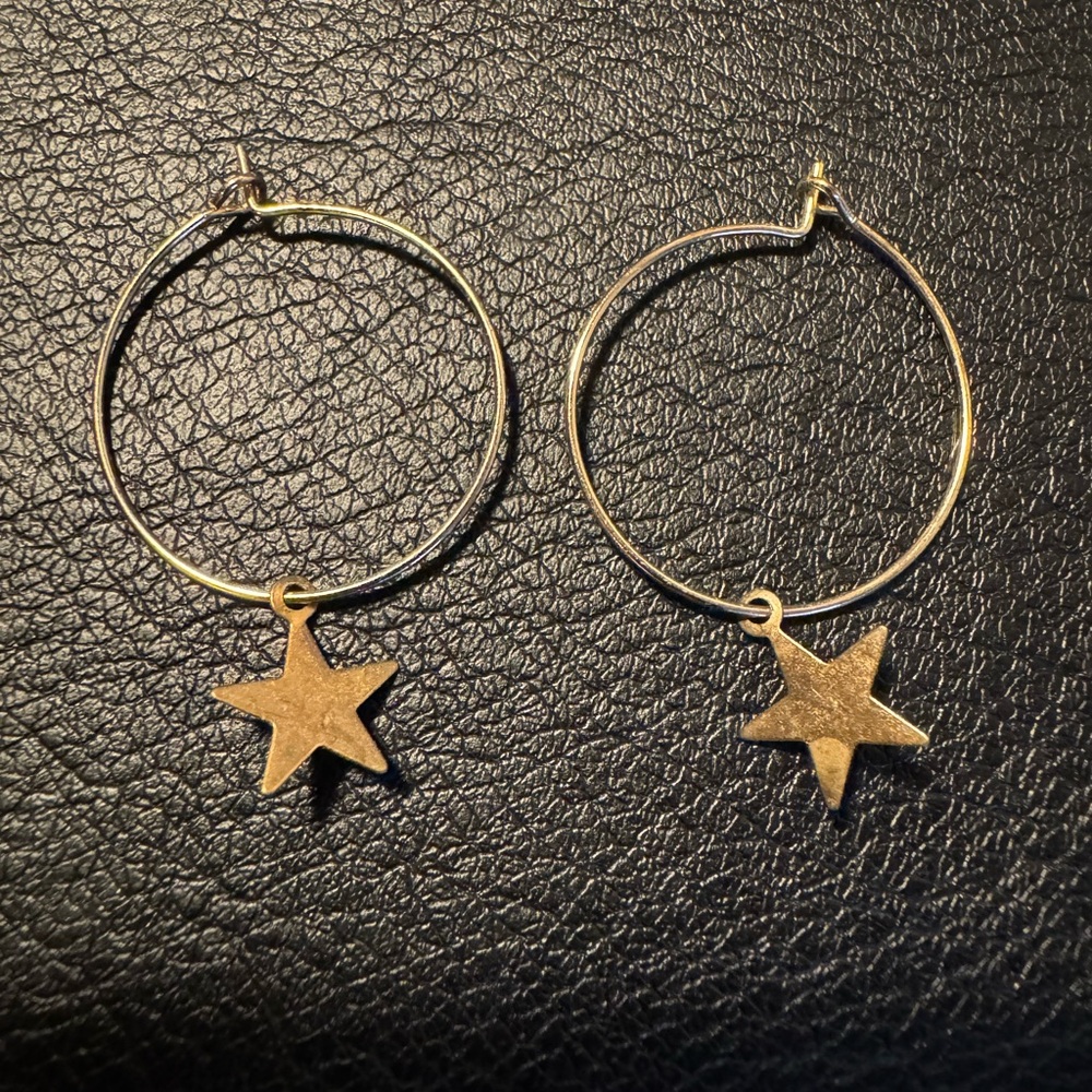 Gold Star Hoop Earrings